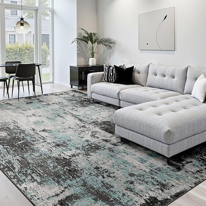 RELEANY Washable Area Rugs 7'x9' Non-Slip Modern Abstract Soft - Image 2