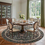 jinchan Zenith Round Rug 7ft Area Rug Soft 7'Round Vintage Floral Rug Non-Slip - Image 2