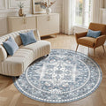 6ft Round Area Rug: Washable Vintage Neutral Soft Non Slip Thin Large Floor by MICGEEK