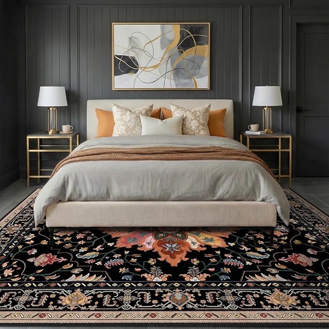 RELEANY Area Rugs 8'x10' Washable Non-Slip, Floral Vintage Distress Medallion - Image 2