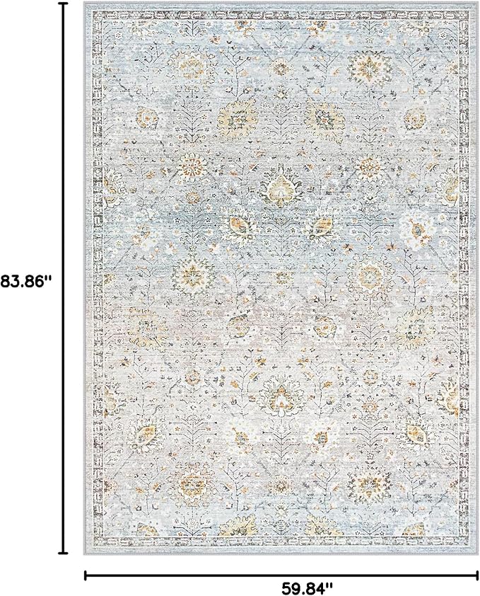 Lahome Flavie Boho Light Blue Area Rug 5x7 - Image 2