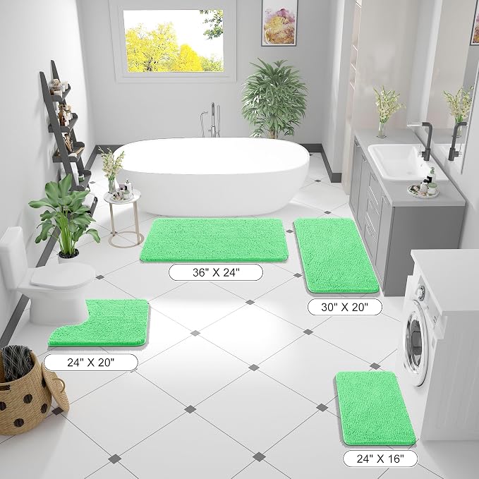 OLANLY Bathroom Runner Rugs 44x24, Soft Absorbent Chenille Bath Rugs, Rubber - Image 3