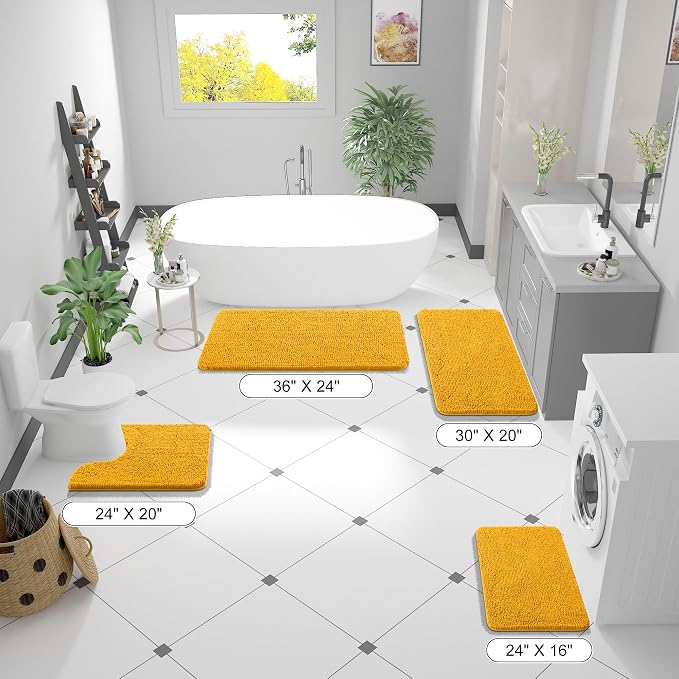 OLANLY Bathroom Runner Rugs 44x24, Soft Absorbent Chenille Bath Rugs, Rubber - Image 2