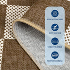 GarveeHome Checkered Terracotta Brown 5x7 Washable Rug Geometric Diamond Dot - Image 6
