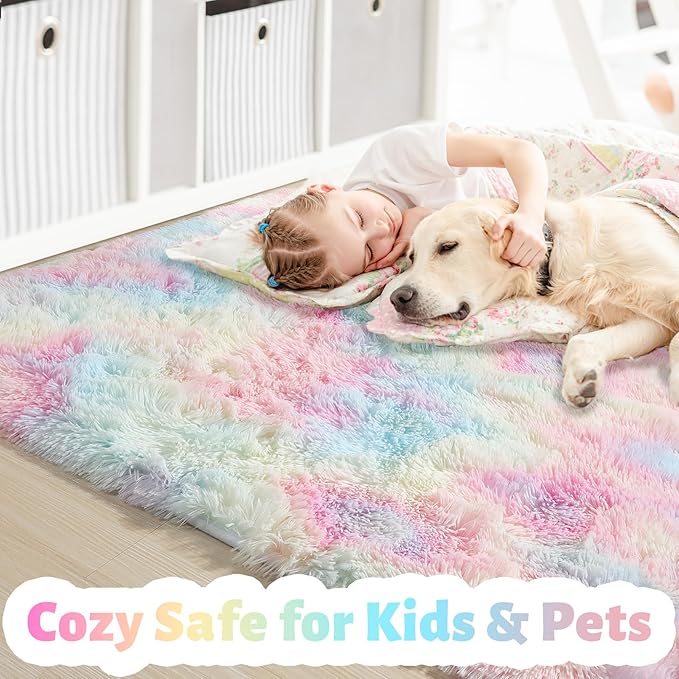 Amdrebio Rainbow Unicorn Colorful Kids Rugs - Image 2