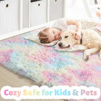 Rainbow Fluffy Kids Rugs for Girls Bedroom, Unicorn Room Decor Aesthetic - Image 2