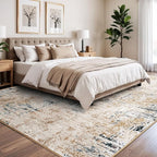 Rugflix 8x10 Washable Area Rugs, Neutral Boho Carpet Living Room Rug Non Slip - Image 2