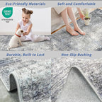 7x7 Square Rug Machine Washable – Modern Neutral Abstract Non-Slip Area Rug - Image 4