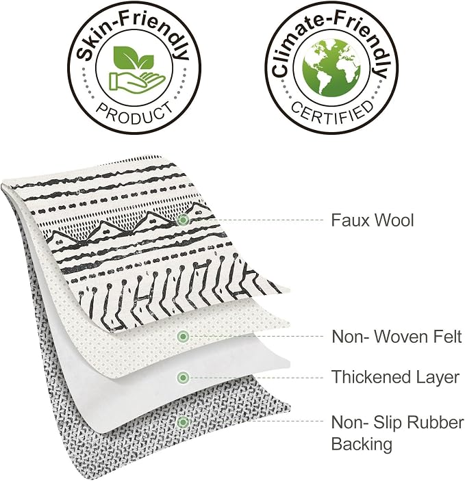Nakagishi Black Rug Living Room 5X7: Washable Boho Large Neutral Soft Rug - Image 8