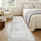 2x8 Hallway Runner Rug: Washable Vintage Floral Entryway Rugs Low Pile Non-Slip - Image 3