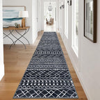 KUTA Hallway Runner Rug 2.6x12 Non-Slip Washable, Moroccan Vintage Black Boho - Image 3