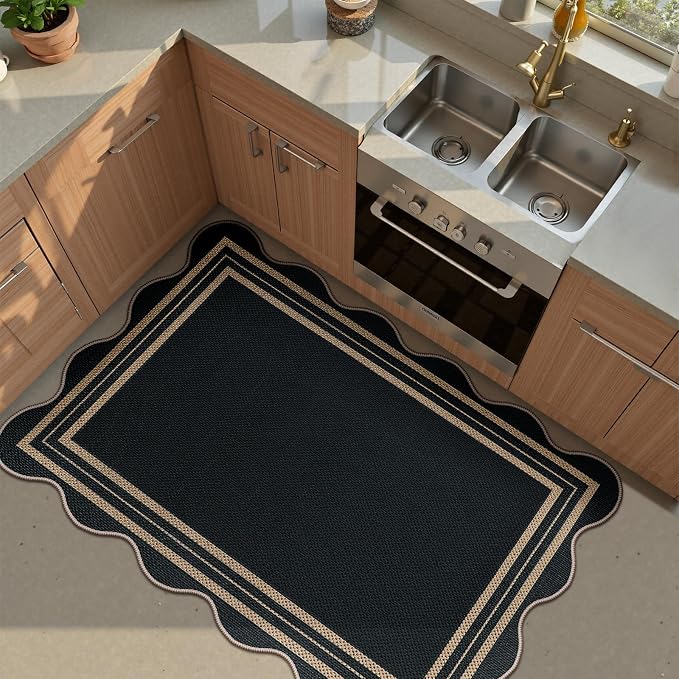 Easy Jute Black Front Door Mat, 2.6x4 Washable Entryway Rug Non Slip Small - Image 7
