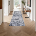 2'x5'Runner Rug Washable Rug: Modern Abstract Soft Thin Runner Rug Grey - Image 4