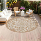 Pauwer Waterproof Outdoor Rug 8ft, Reversible Plastic Straw Patio Camping Rug by Pauwer