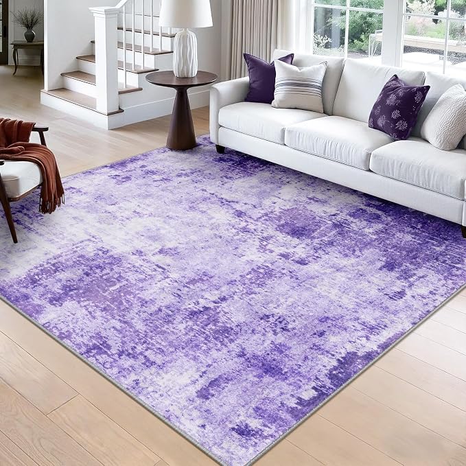 RELEANY Washable Area Rugs Square 8ft Non-Slip Modern Abstract Soft by RELEANY
