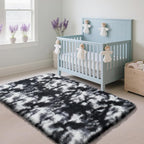 Fluffy Rug Shag Area Rug, Mottling Black 2x4 Area Rugs - Image 2