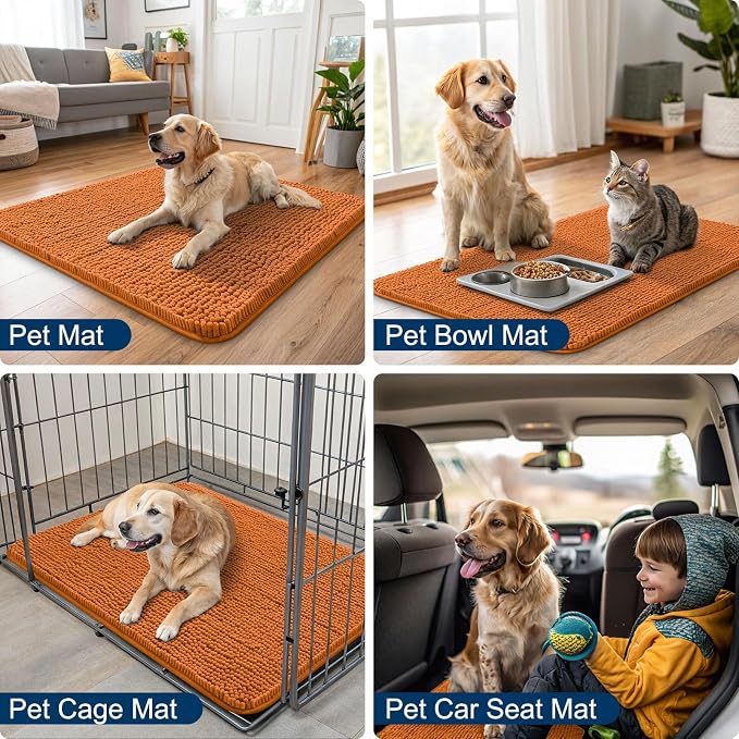 Smiry Dog Door Mat for Muddy Paws 59x35, Absorbent Dirt Trapper, Non-Slip - Image 6