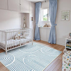 Lahome Abstract Washable Area Rugs 5x7, Soft Blue Rugs - Image 5