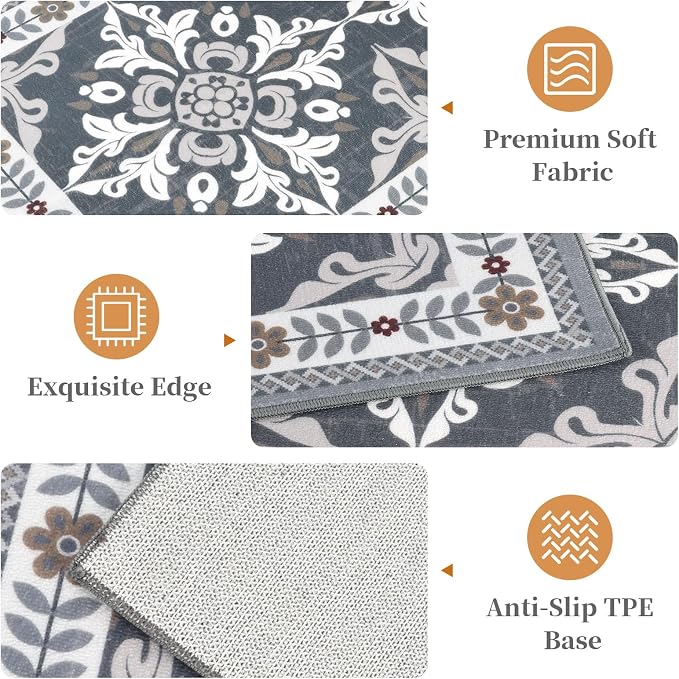 3-Piece Kitchen Rugs, Non-Slip & Washable Floor Mats, Water-Absorbent Area Pad - Image 3
