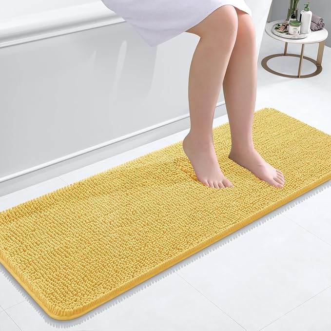 OLANLY Bathroom Runner Rugs 47x17, Extra Soft Absorbent Chenille Bath Rugs by OLANLY