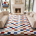 Ophanie Checkered Rainbow Rug for Living Room Bedroom, Colorful Fluffy Soft by Ophanie