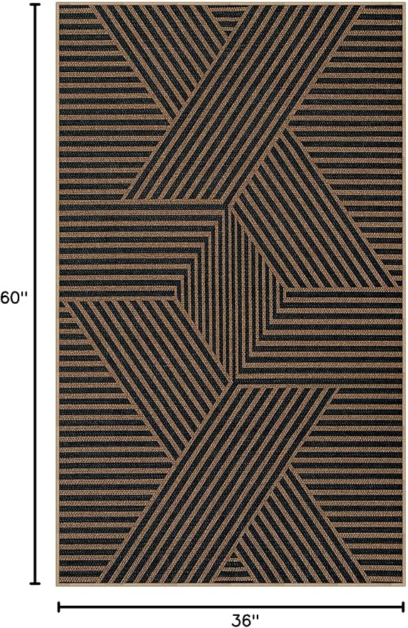 Lahome Enfys Modern Geometric Outdoor Easy Jute Rug, 3x5 Indoor Outdoor Rugs - Image 2