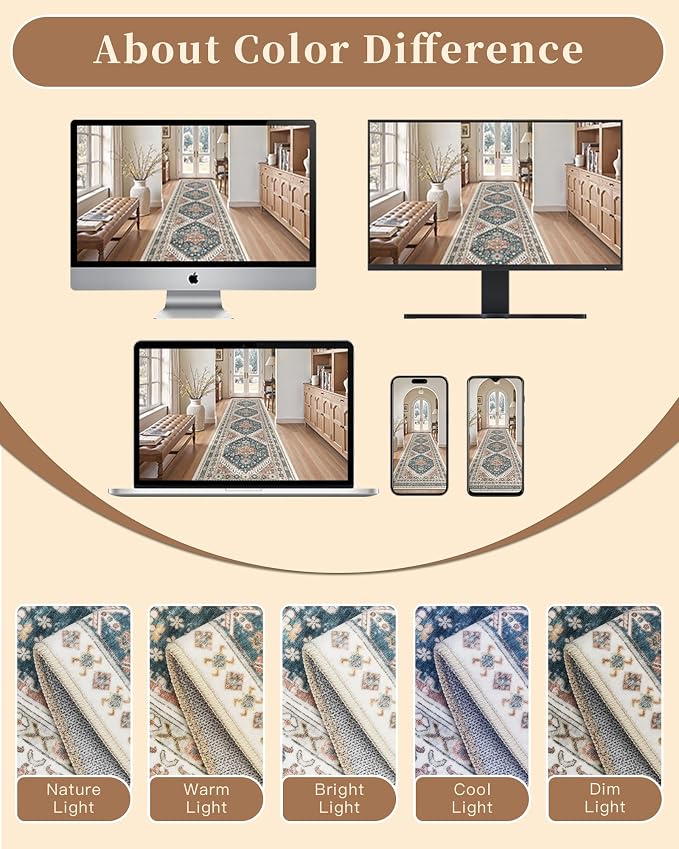 Madane Hallway Runner Rug 2'6''x14' Kitchen Runner, Non Slip Vintage Runners - Image 10