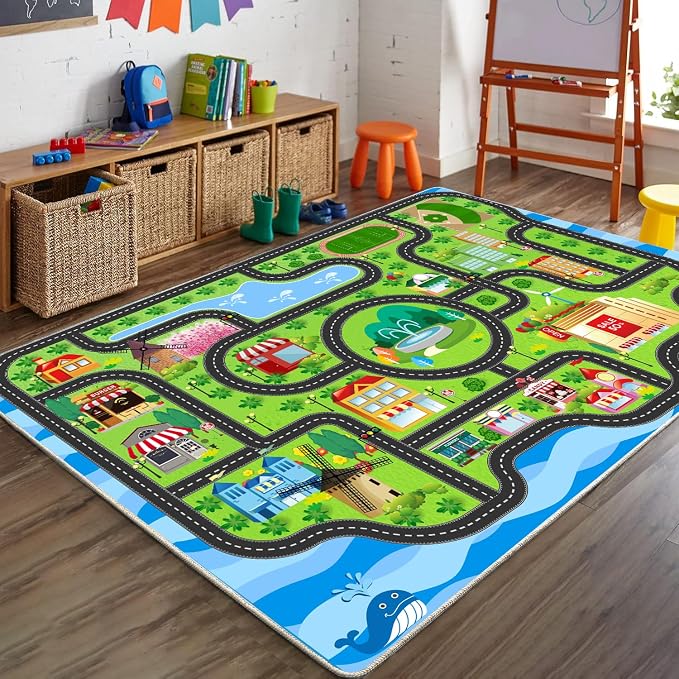 Kids Car Rug, soft low-pile surface, non-slip backing, large size - Image 6