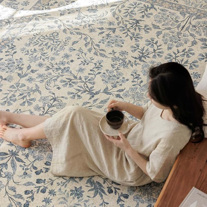 jinchan Zenith Floral 6x9 Area Rug Soft Low-Pile Living Room Rug Machine - Image 9