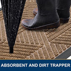 Smiry Front Door Mat Outside Entrance, Heavy Duty Sturdy Natural Rubber Doormat - Image 3