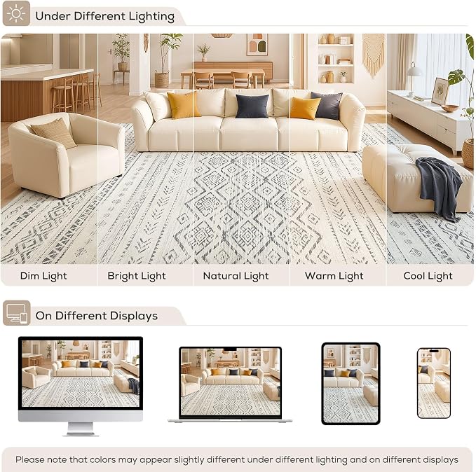 Nakagishi Area Rug Living Room Rugs: 6x9 Large Soft Machine Washable Boho - Image 9
