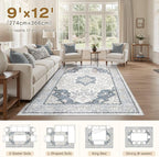 cotiled 9x12 Area Rug Machine Washable Vintage Carpet - Image 7