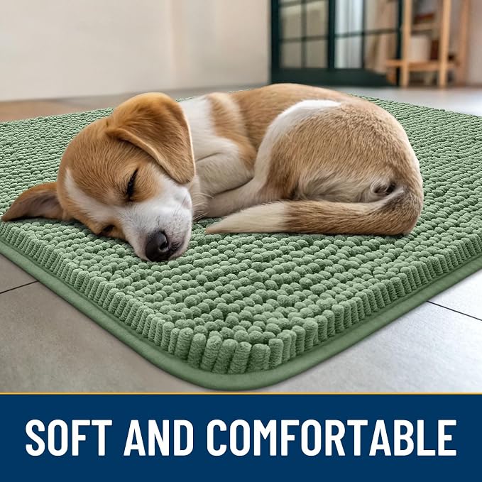 Smiry Dog Door Mat for Muddy Paws 36x24, Absorbent Dirt Trapper, Non-Slip - Image 2