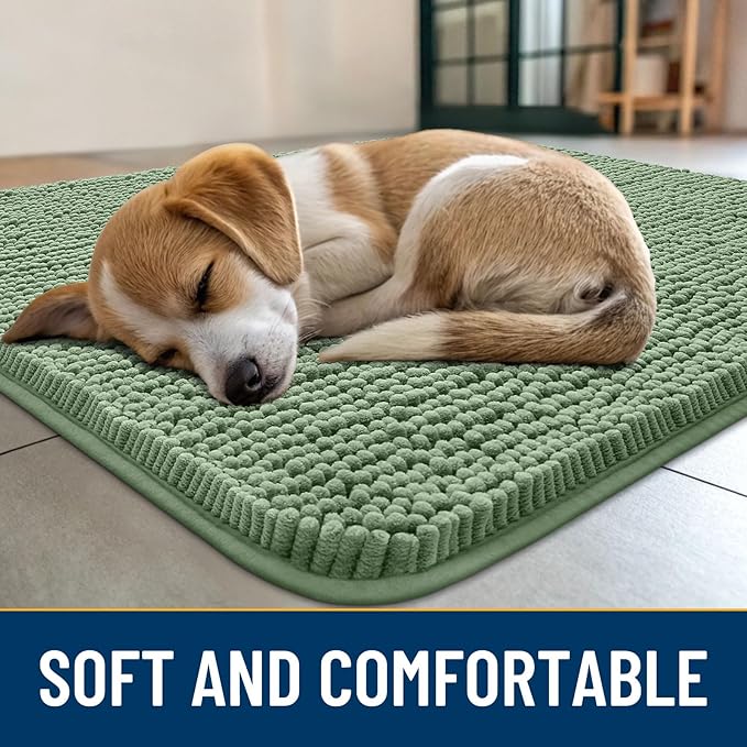 Smiry Dog Door Mat for Muddy Paws 47x24, Absorbent Dirt Trapper, Non-Slip - Image 2