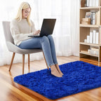 Small Throw Blue Rug for Bedroom, 2x3 Feet Fluffy Shag Area Rugs for Living - Image 2