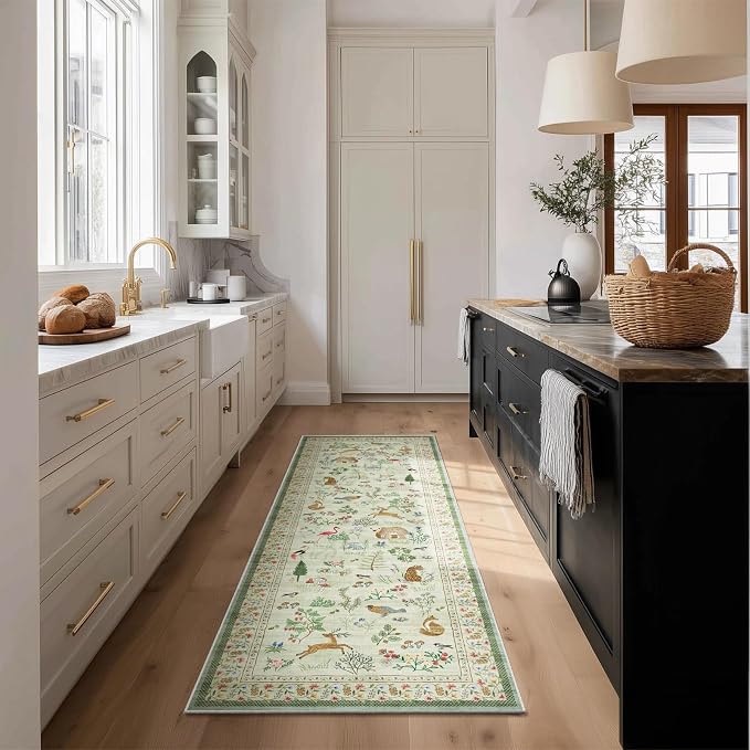 Machine Washable Kitchen Runner Rug: 2'x6' Hallway Rug Non Slip Low Pile Stain - Image 7