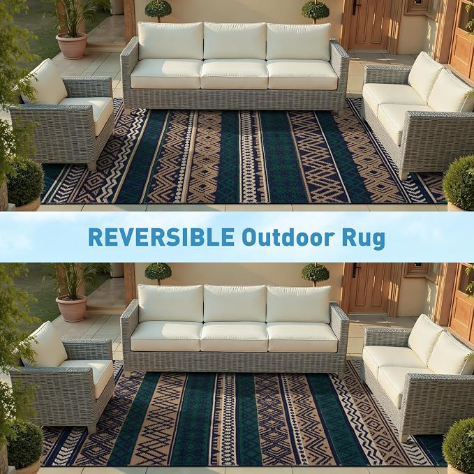 MontVoo Outdoor Rug Carpet Waterproof-Patio Rug Mat 5x8 Reversible RV Outdoor - Image 6
