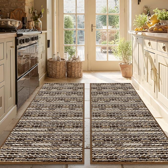 Kitchen Rugs Sets of 2-Non Slip Kitchen Mats by BSICPRO