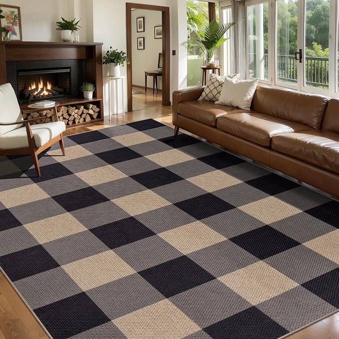 Tangsoo Checkered Easy Jute Rug 5x7 Large Washable Area Rug - Image 2