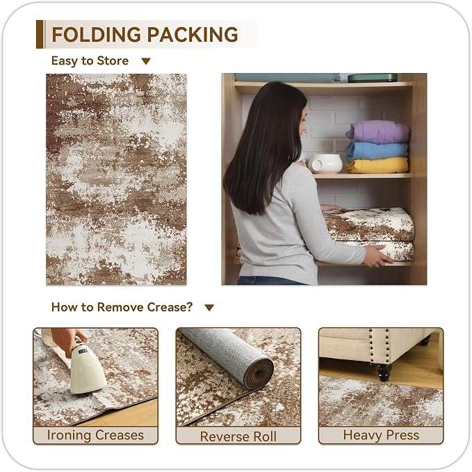 Brown Washable Rug 6x9 Area Rugs - Image 8