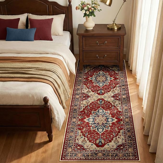 RELEANY Area Rugs Runner 2'x6' Washable Non-Slip, Floral Vintage Distress - Image 3