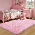 KCHOWUA Pink Fluffy Fuzzy Small Area Rugs by KICHOWUA
