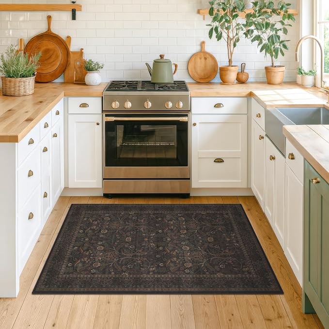 3x5 Rustic Brown Large Entry Way Area Rugs Indoor Washable - Image 3