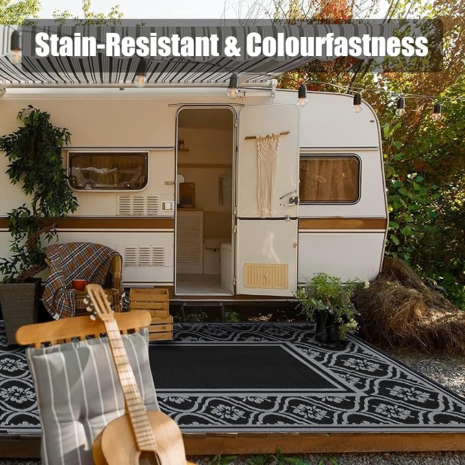 HUGEAR Outdoor Plastic Straw Rug, Waterproof Outdoor Rugs - Image 3
