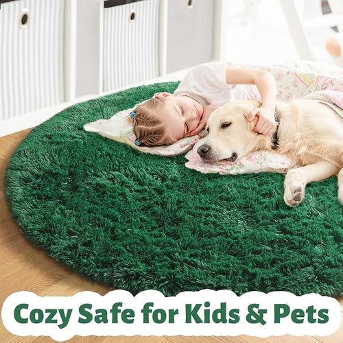 Amdrebio Dark Green Round Rug 4Ft - Image 2