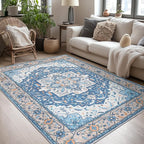 Lessymo Washable Area Rugs 6x9- Boho Area Rug Low Pile by Lessymo