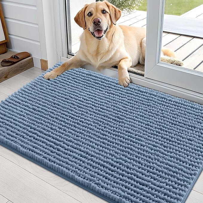 OLANLY Dog Door Mat for Muddy Paws 36x24, Ultra Absorbent Chenille Mud Doormat by OLANLY