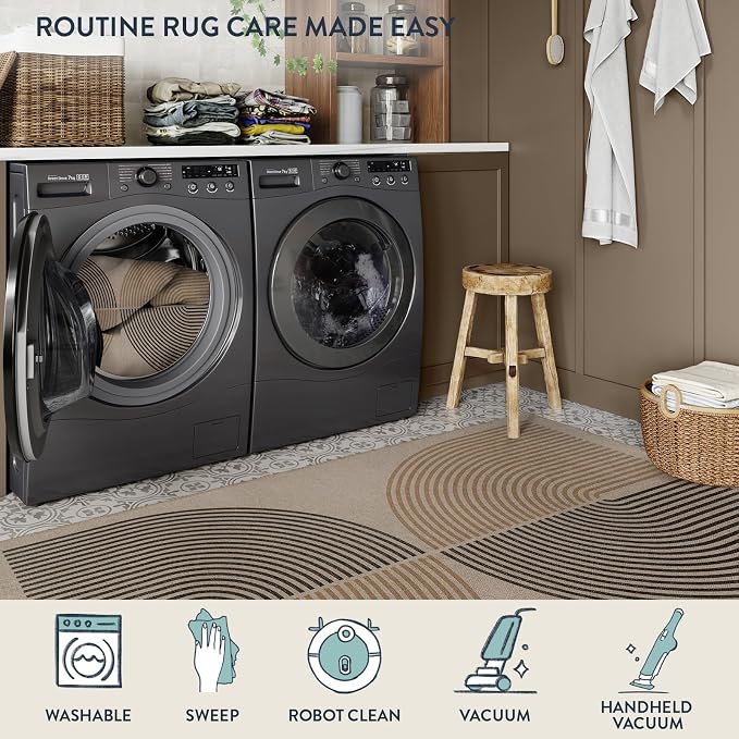 Lahome Enfys Modern Rainbow Easy Jute Rug, 2x6 Kitchen Runner Washable Rug - Image 5