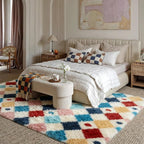 PureCozy Checkered Rug 4x6 Fluffy Shag Living Room Colorful Area Rug Modern - Image 3