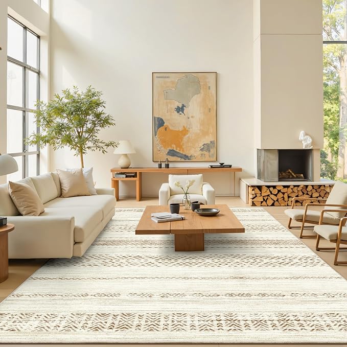 Miukiki 9x12 Area Rug for Living Room Moroccan Washable Rugs Non Slip Indoor - Image 5